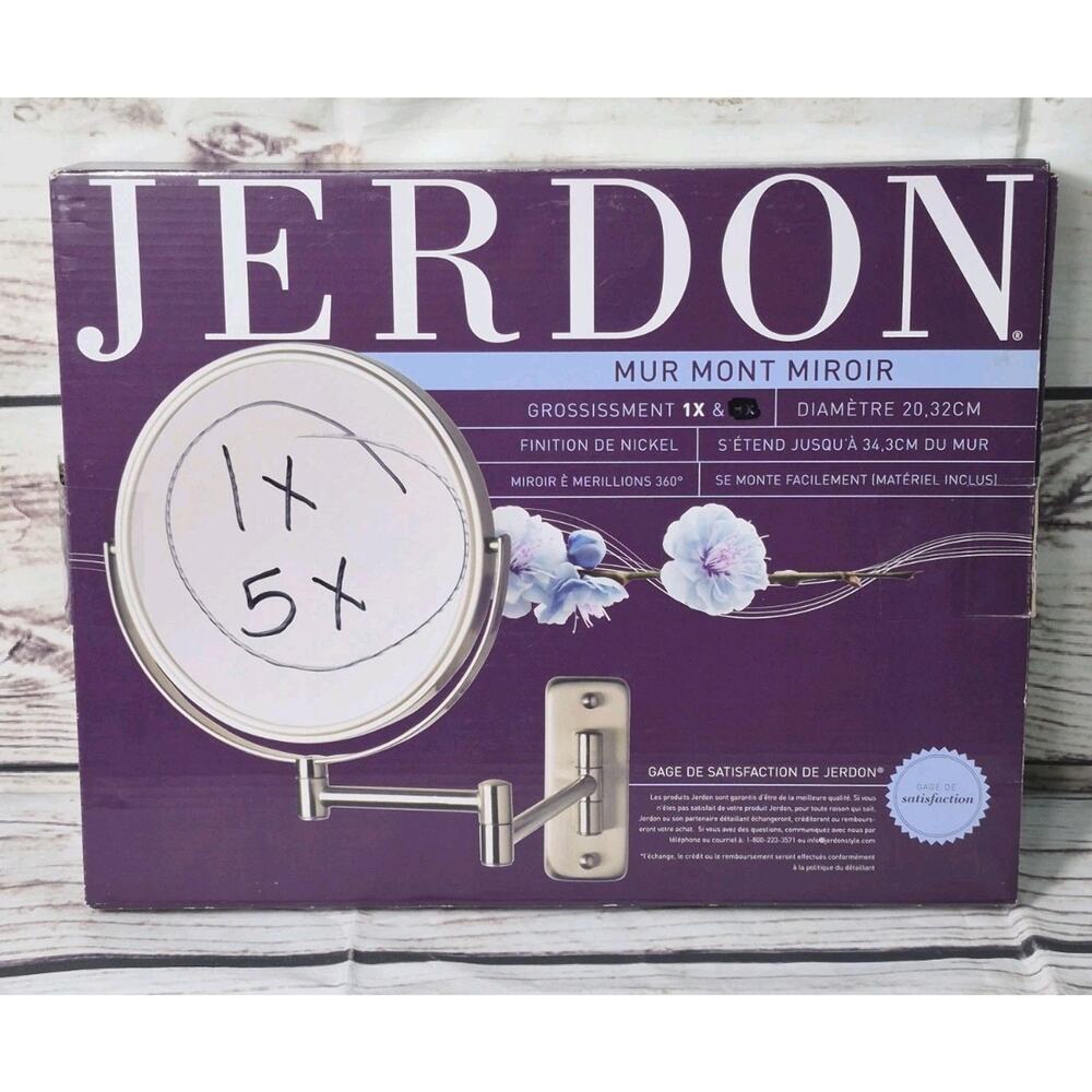 JERDON 8-Inch Two-Sided Swivel Wall Mount Mirror With Up To 8X Magnification